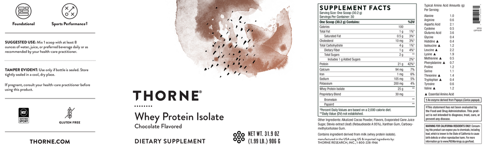 Whey Protein Isolate - Chocolate - Thorne